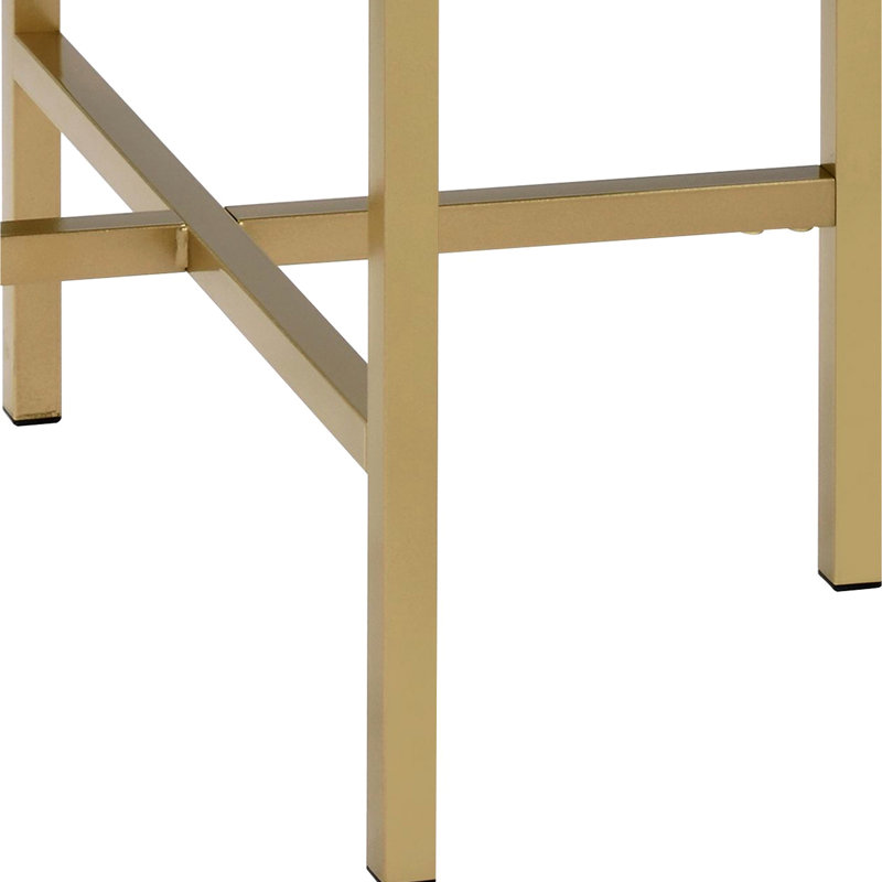 Table de bout fonctionnelle en métal et chêne avec finition dorée pour tout espace
