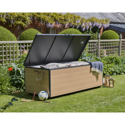 Norfolk Leisure Royce Storage 200 cm W 976 L Water Resistant Aluminium Lockable Deck Box with Wheels in Beige