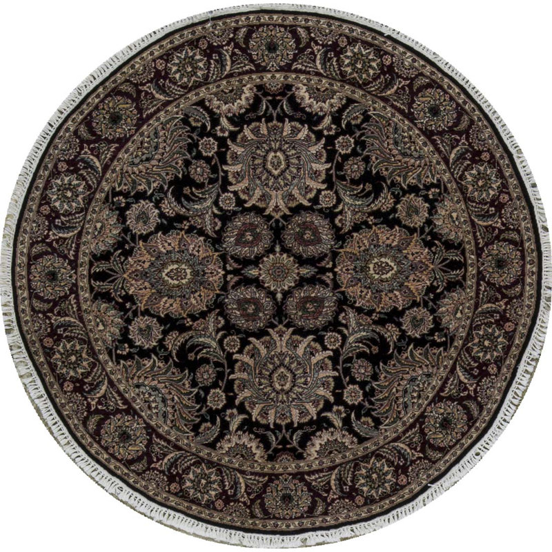 Hand-Knotted High-Quality Brown Round Area Rug