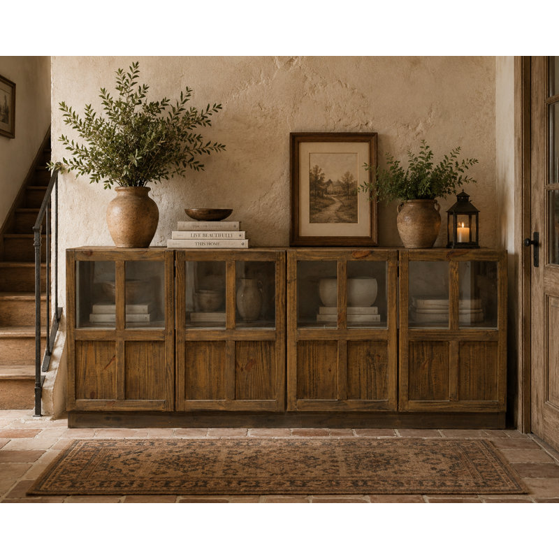Rustic-Modern Solid Wood Sideboard, Cabinet - 91"