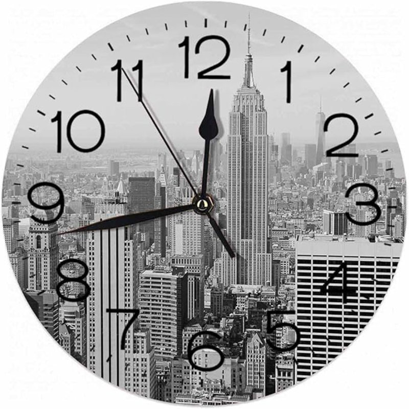 Horloge murale à pile ronde Numland-City