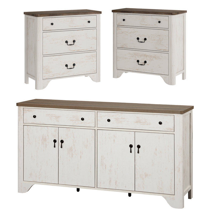 Wood Sideboard Cabinet With 8 Drawers And 4 Doors,122" Buffet Cabinet With Storage,Coffee Bar For Dinning Room, Kitchen And Living Room