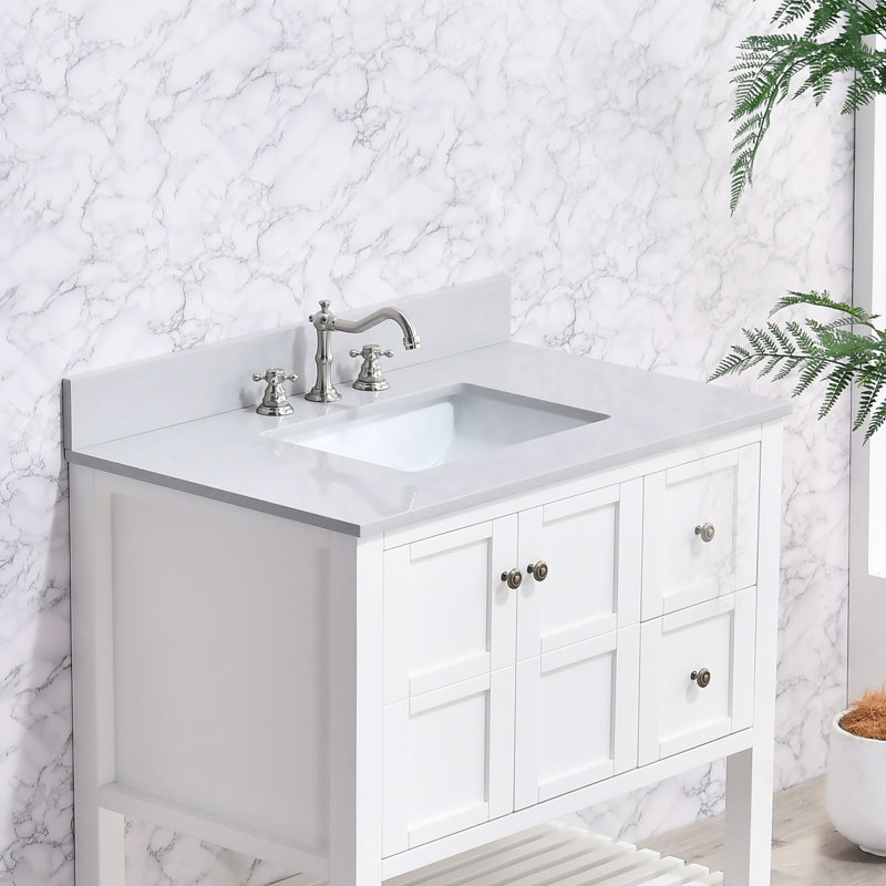 36" Rectangular Single Bathroom Vanity Top With Sink