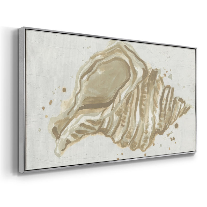 Neutre coquille Fresco II - Toile tendue avec châssis tendue - Prêt à accrocher, Argent argent, H 17 po x l 33 po