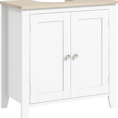 Rangement pour salle de bain sous le lavabo - en forme de U, tablette réglable, armoire en forme de U avec bibliothèque blanche de 9 lb