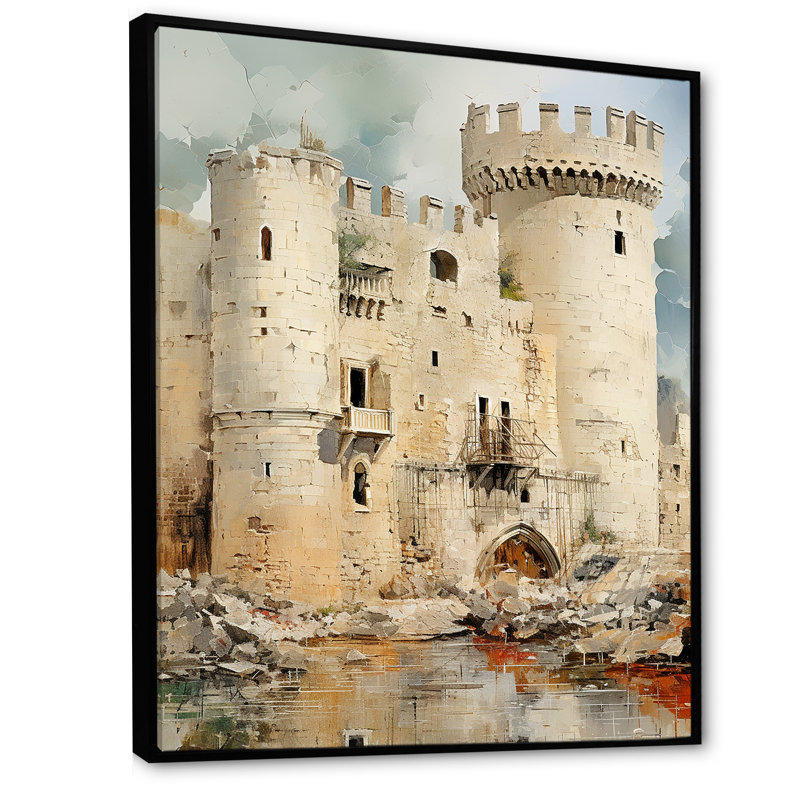 Château français d'Avignon I sur toile, Cadre flottant noir, H 20 po x l 12 po x P 1 po