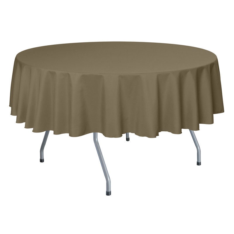 Ultimate Textile - Round Polyester Linen Tablecloth, 84" x 84", 3, Cafe