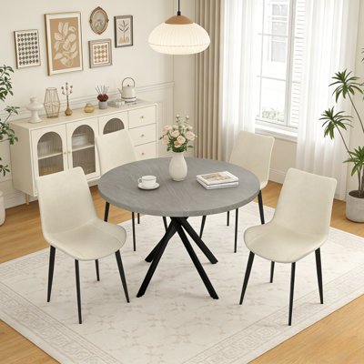 Ensemble de table de salle à manger de 43,4 pouces pour 4 personnes, petit ensemble de café moderne Mid-Century pour la salle à manger