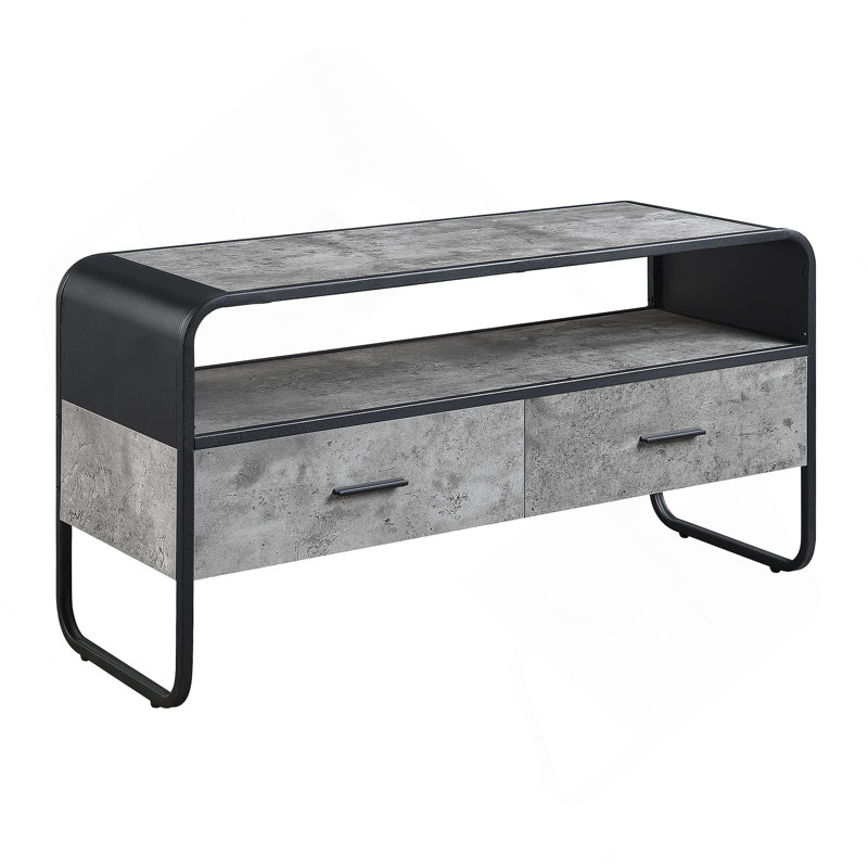 Meuble télé stable et multifonctionnel avec structure KD, tiroirs à extension et bords courbés pour une décoration intérieure rehaussée