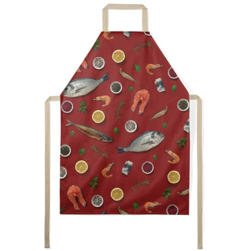 No Pattern Bib Apron, Red