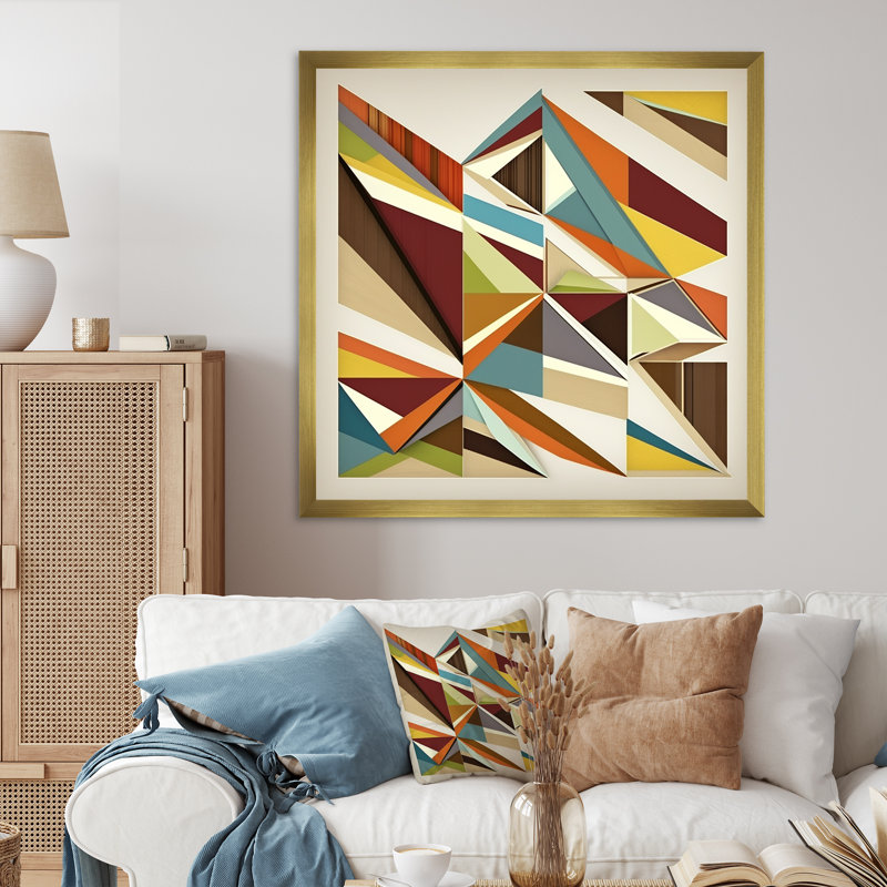 «Minimal Geometric In Colors I», reproduction sur toile, H 24 po x l 24 po x P 1 po, Cadre doré à une seule photo
