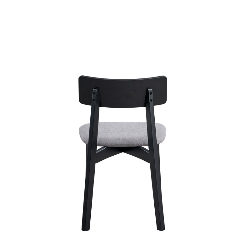 Real Gray Linen & Black Finish Side Chair (Set Of 2)