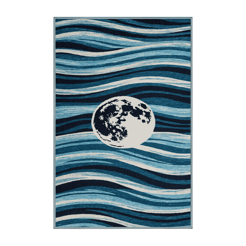  Washable Moon Over Water Hawaiian Area Rug, Rectangulaire 2 pi x 3 pi