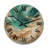 Golden Ocean Waves Turquoise Abstract IV - Abstract Painting Wooden Wall Clock-1020654453