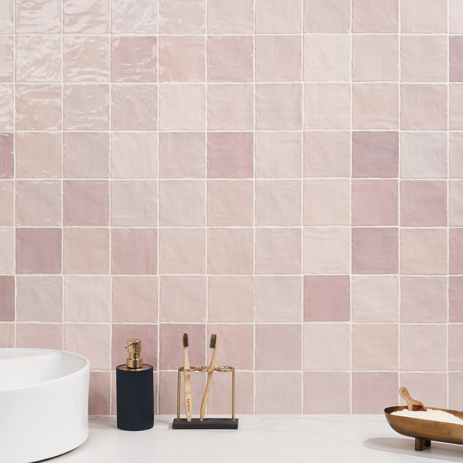 Karma 4" x 4" Ceramic Wall Tile, Pink