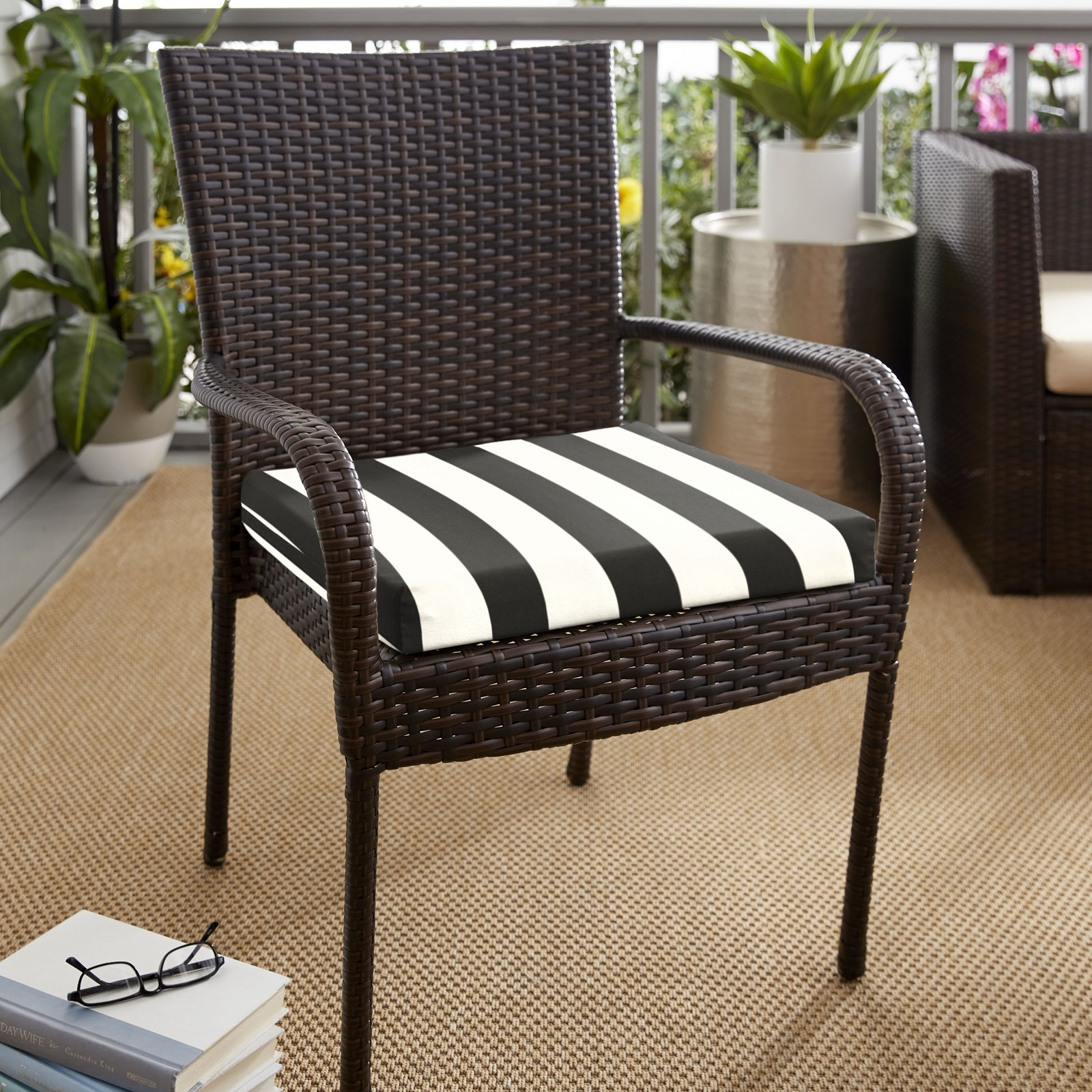 Breck Sunbrella Striped Outdoor Dining Chair Cushion