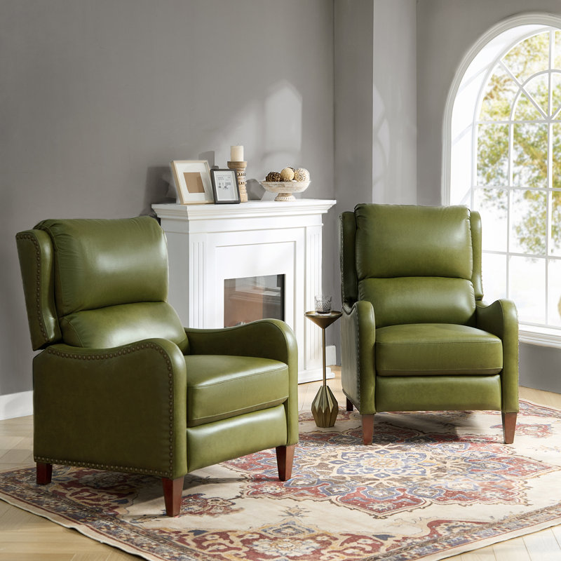 Fauteuil inclinable en cuir Beecher 28,75 po, Cuir pleine fleur olive