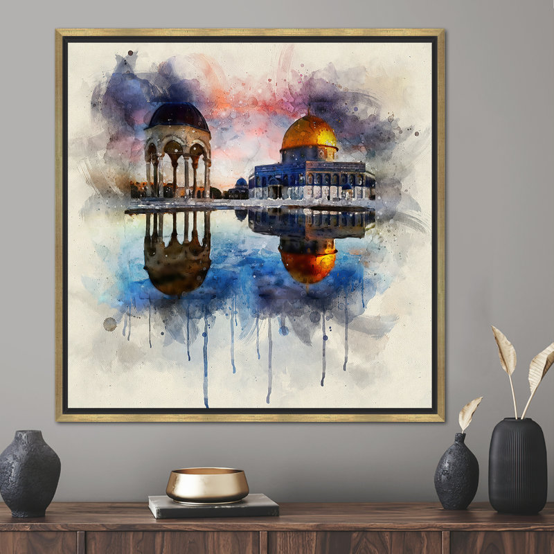 Print on Canvas, Framed Print without Mat, Gold, 50 cm H x 50 cm W