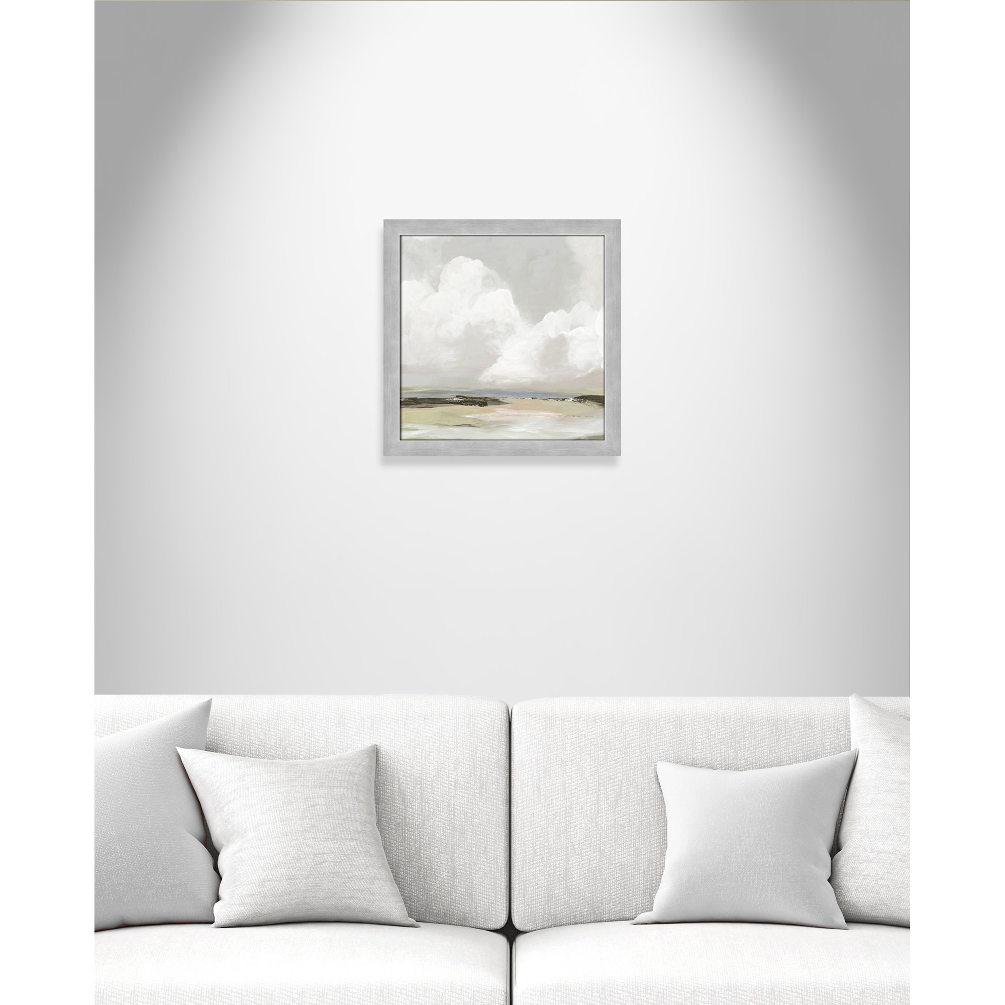 Soft Clouds - Picture Frame Painting Print, 18" H x 18" W x 1.12" D, Matte Silver Framed