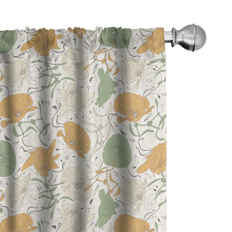 Floral Semi-Sheer Rod Pocket Curtain Panels, 28" x 95"