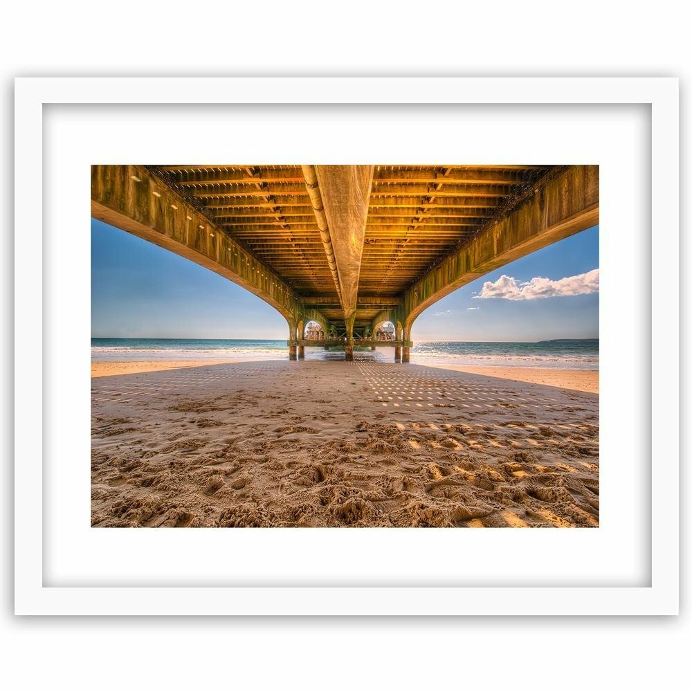 Gerahmter Fotodruck Strand unter dem Kai