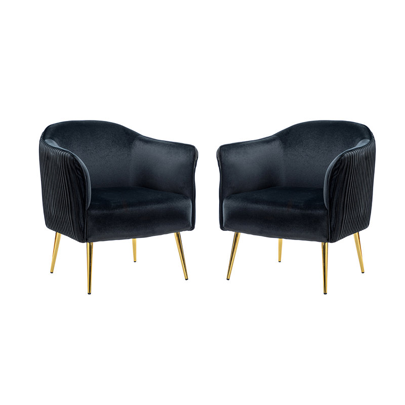 Fauteuil demi-tonneau de 27,5 po Monan, Velours noir