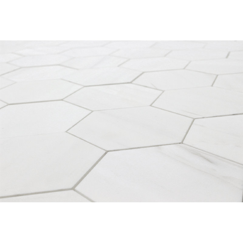 4" HONEYCOMB HONED MOSAICS, Bianco Dolomite