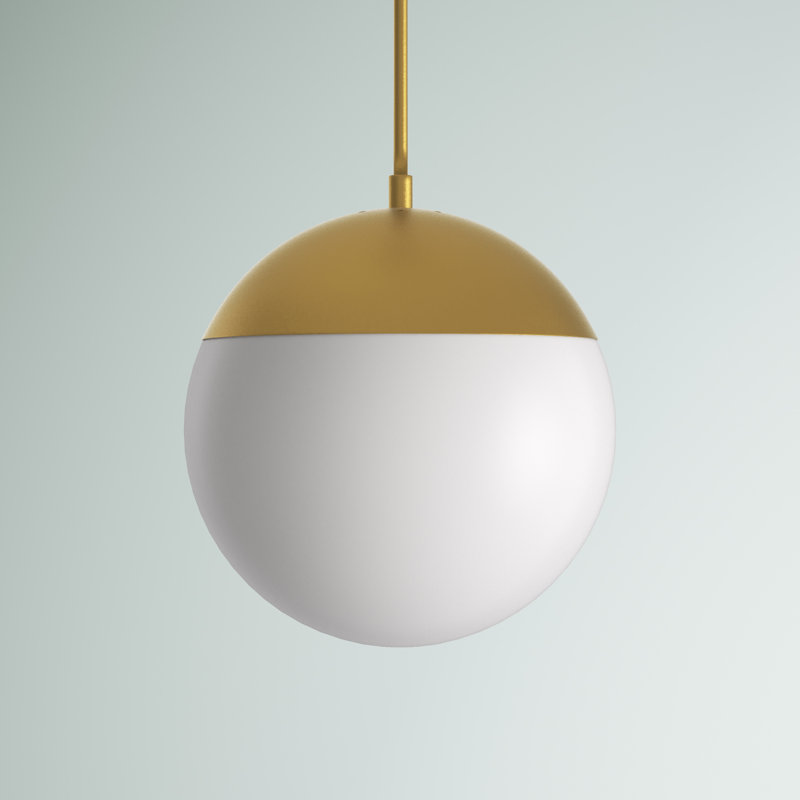 Yearby 1-Light Dimmable Globe Single Pendant , 69" H x 12" W x 12" D, Brass, Frosted White