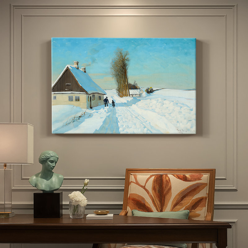 Winter Landscape with a Man Shoveling Snow-Hans Andersen Brendekilde-Gallery Wrapped Canvas-c. late 19th / early 20th Century