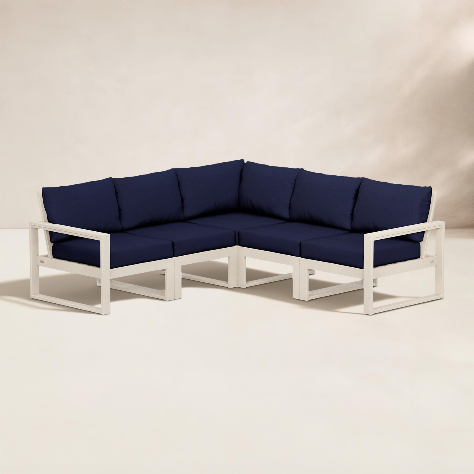 POLYWOOD® Edge 85" Patio Sectional, Navy, Sand
