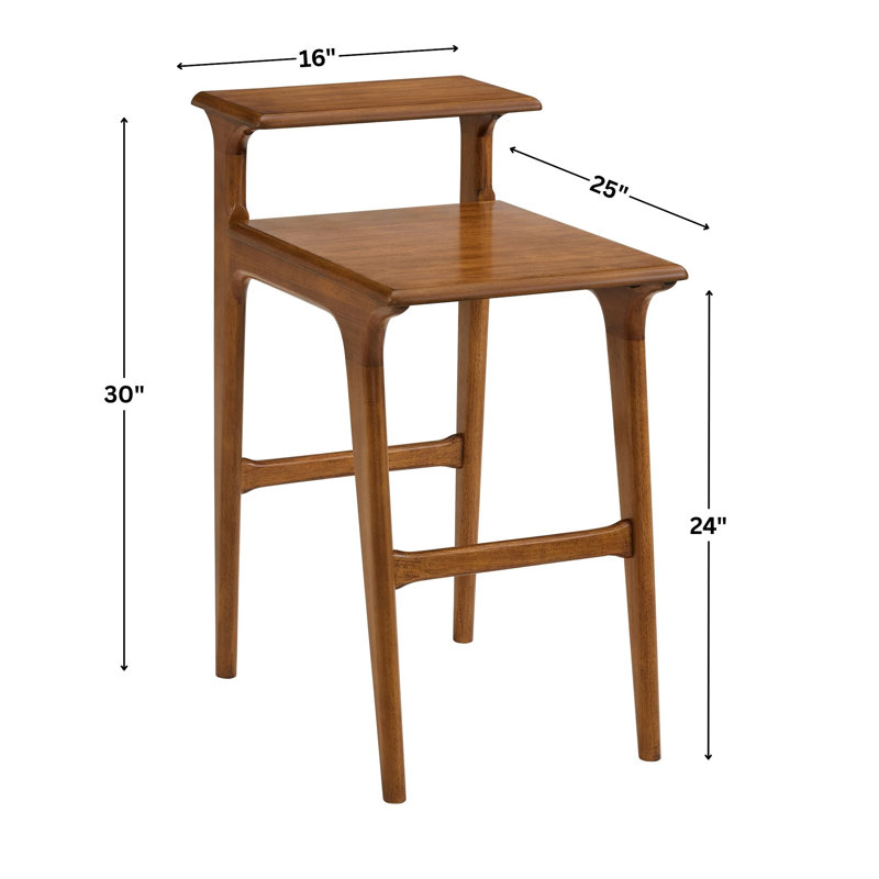 Mid-Century Modern Tiered Chairside End Table, Cinnamon