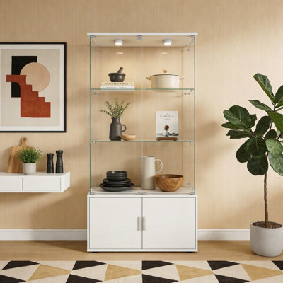 Vitrine en verre trempé avec lumières RVB et pieds réglables