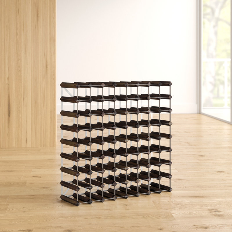 Liddle 72 Bottle Floor Wine Bottle Rack, Black Stained / Galvanised Steel