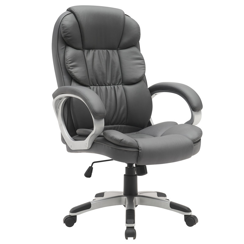Black Big And Tall Leather Office Chair Adjustable High Back Task Chair With High Back/Footrest/Lumbar Cushion/Adjustable Height