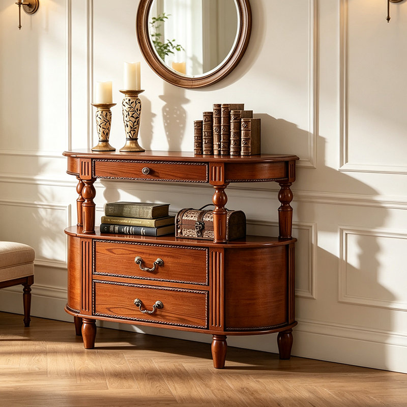 Console en bois de noyer clair, 39.37, Noyer clair