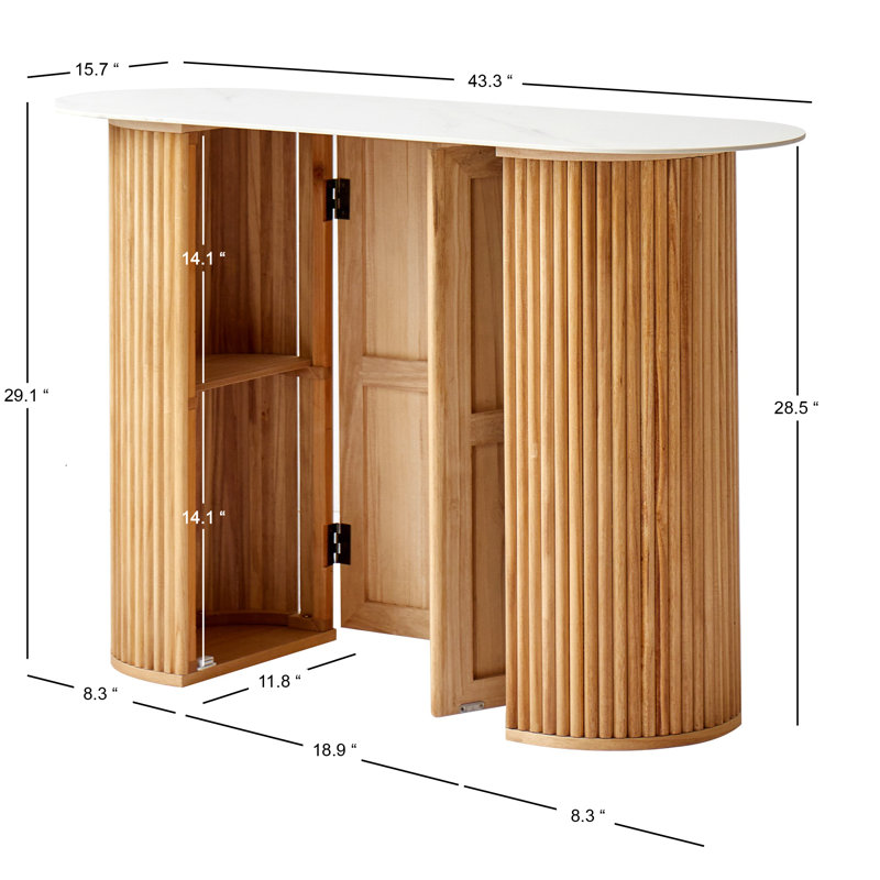 Console en bois naturel Friese, Blanc