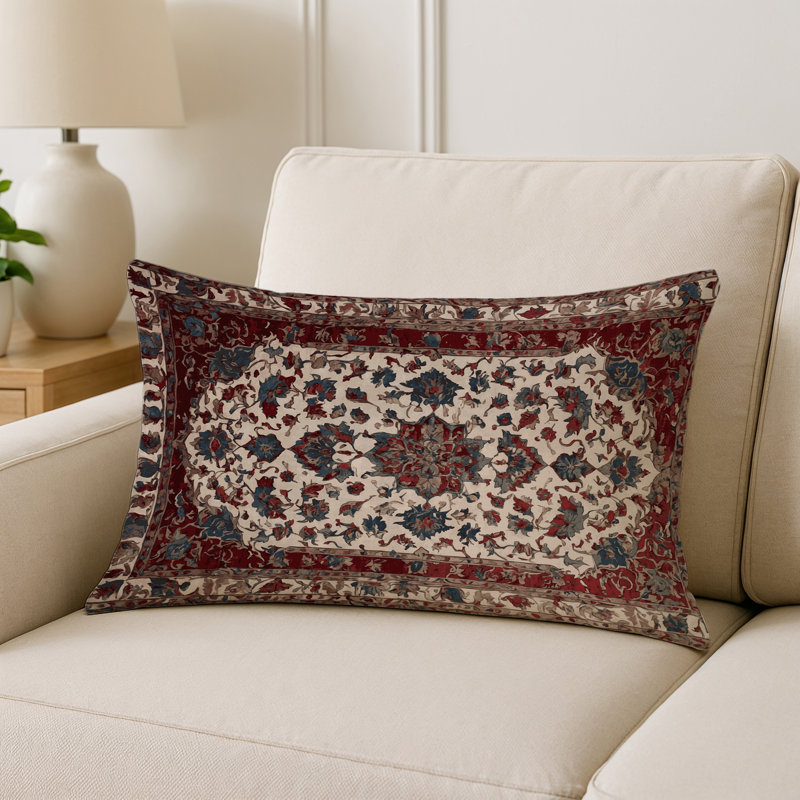 Coussin décoratif intérieur et extérieur Modern, Brun oriental 7, Rectangle H 20 po x l 14 po