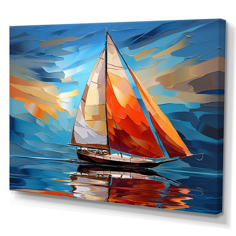 Sailboat Sailing Melodies I - Sailing Boat Wall Art Living Room, Toile tendue, 30" H x 40" W