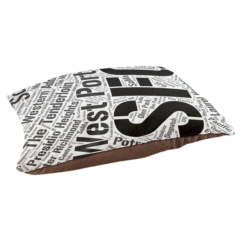 Coussin de chien « districts », Très grand (H 17 po x l 50 po x P 40 po), Noir, San Francisco