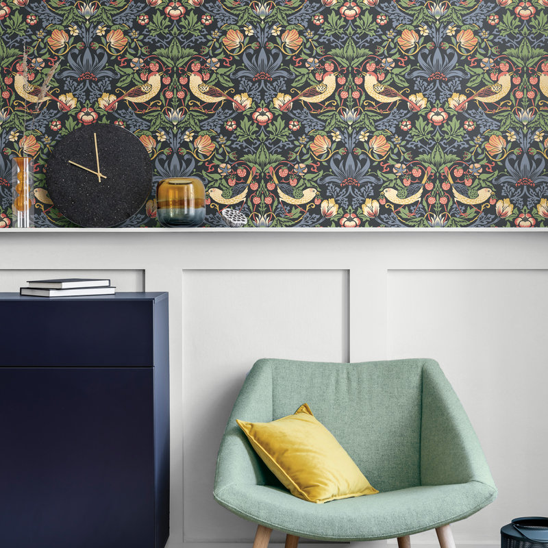 Mamadou Fragaria Garden 10.05 m x 53 cm Wallpaper Roll, Black/Green/Red/Blue