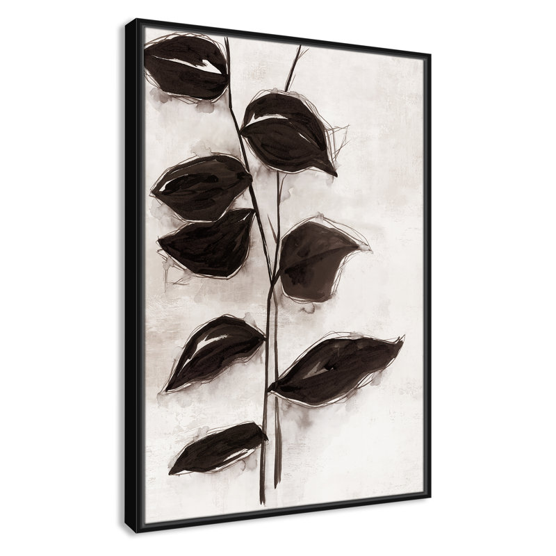 Feuilles I - Toile à cadre flottant, Cadre noir, H 37,5 po x l 25,5 po x P 2 po