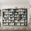 Bibliothèque double en bois à 6 niveaux H 74,3 po x l 47,2 po (ensemble de 2)-1209258709