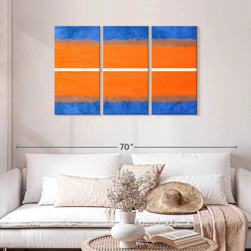 Avery Blue And Orange Abstract Theme IV, 28" H x 45" W