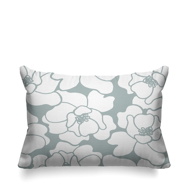 Housse de coussin d'extérieur et insert, 14 po x 20 po, gris, Rectangle