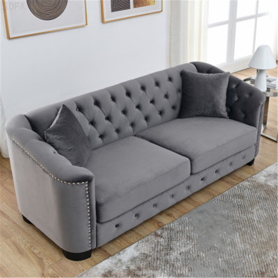 Cameren 77.01'' Velvet Rolled Arms Chesterfield Sofa -  Rosdorf Park, 83E926CB437A41D58DA2A346EA558E9E