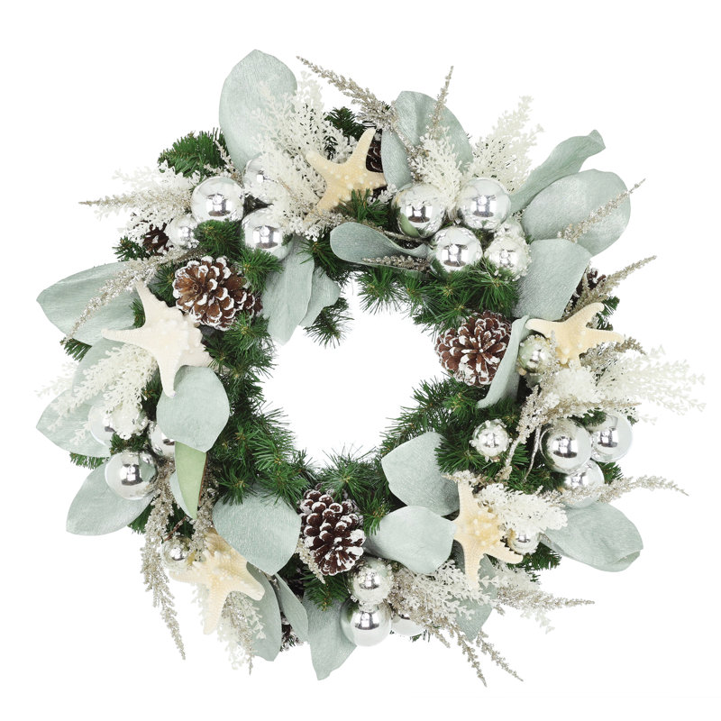 Couronne de Noël 28 po avec ornements et étoile de mer