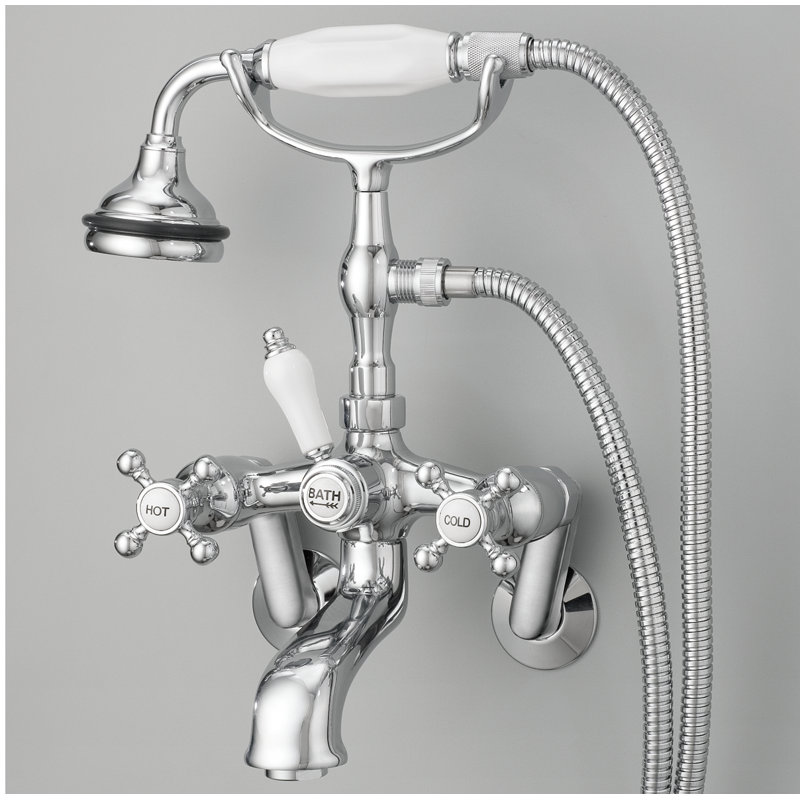 2 Handle Bathroom Clawfoot Tub Faucet with Diverter, Chrome