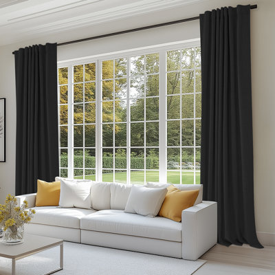 Cadnite 50" W Thermal 100% Blackout Linen Textured Curtain Panels