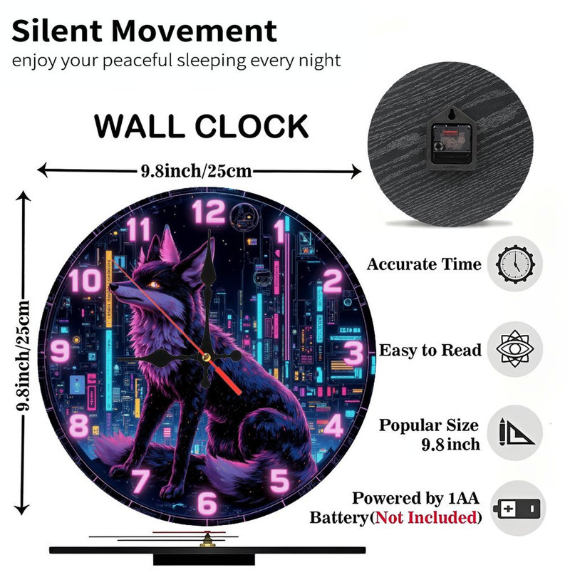 Horloge murale en bois 10 po, mouvement silencieux, à piles (piles AA non incluses), décor artistique, parfait pour les décorations