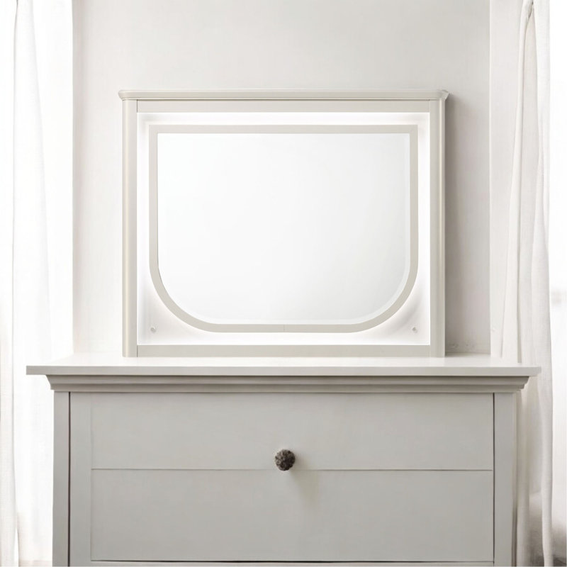 Miroir blanc perle